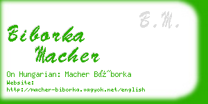 biborka macher business card